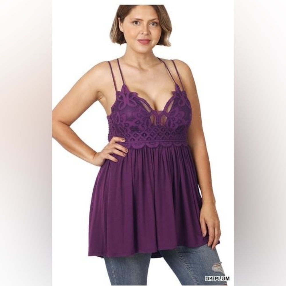 Zenana 🆕 Crochet Lace Accent Baby Doll TOP